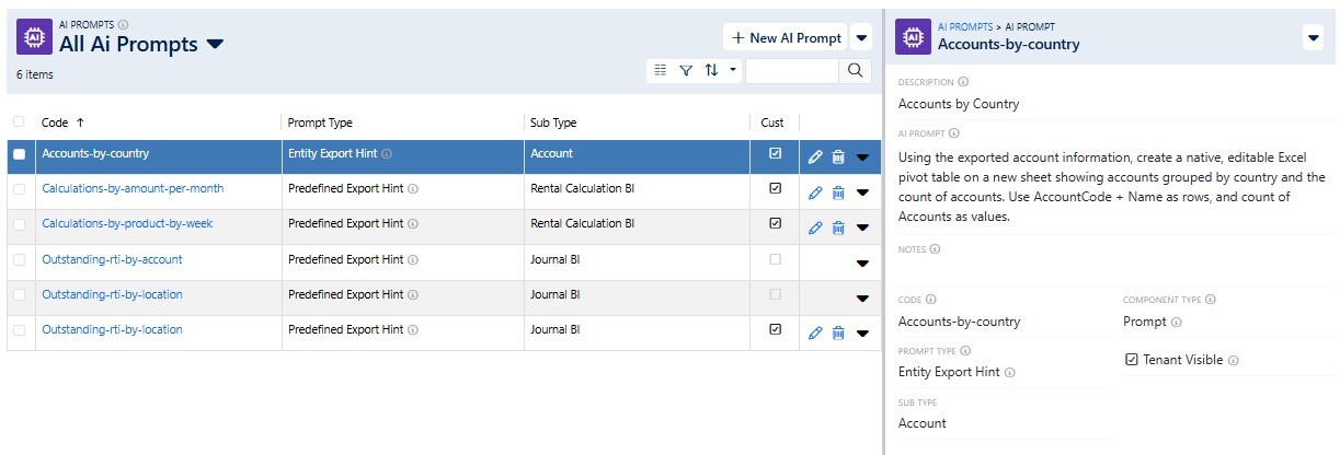 PackControl AI Prompts for Exports