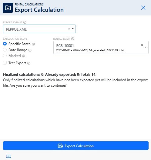 PackControl Rental Journal Export Calculation