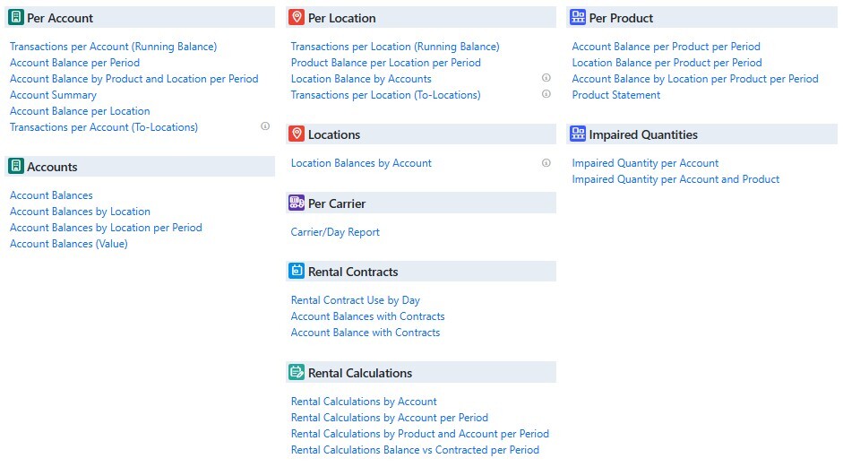PackControl Standard Reports