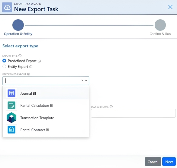 PackControl screenshot of Export Task