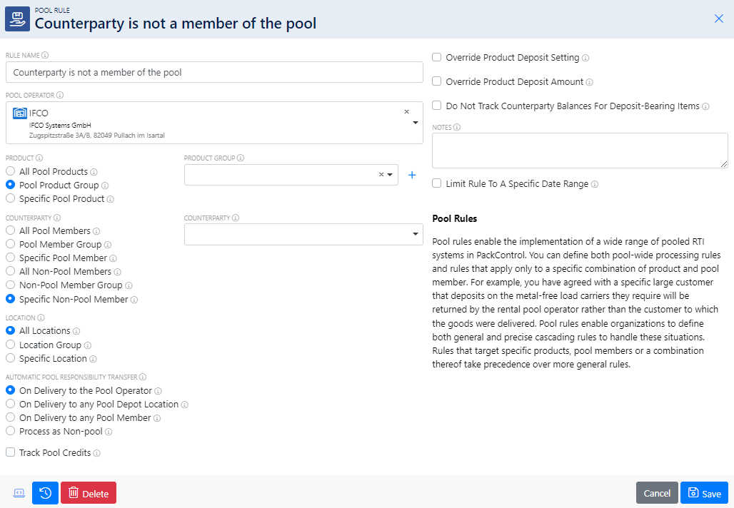 PackControl software screenshot