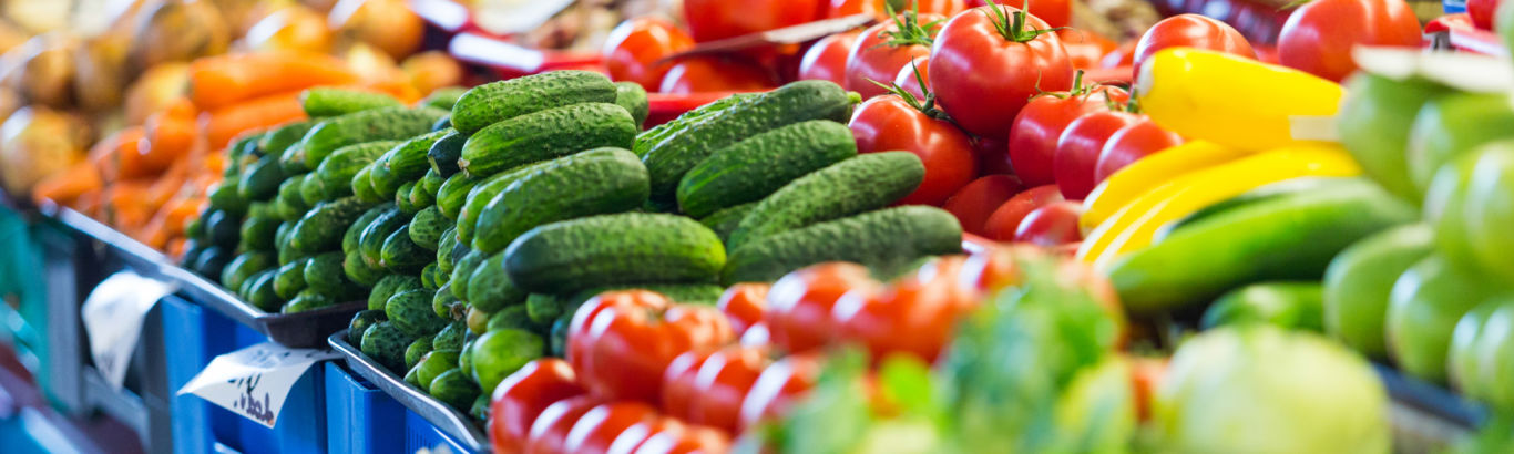 Fruit and vegetables in a supermarket